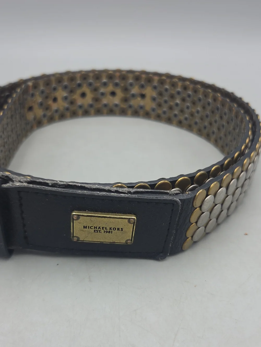MK Belt MICHAEL KORS Heavily Studded Leather Belt Women Large